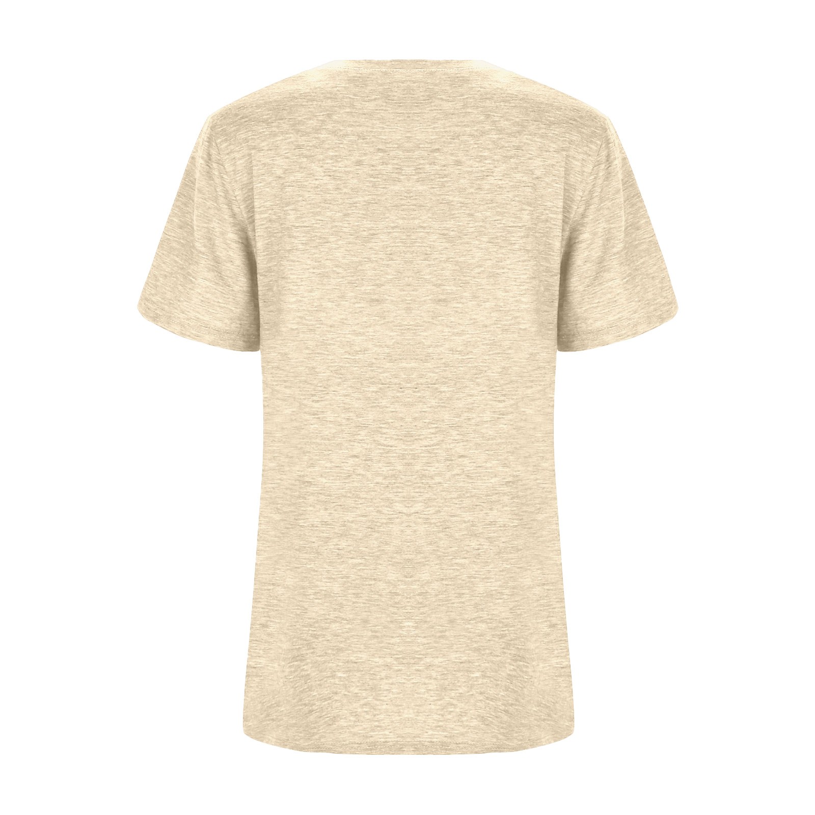 thumbnail image 5 of Nueva camiseta de manga corta con cuello en V para mujer: prenda informal de primavera/verano, poliéster/spandex, diseño fruncido en la cintura, 5 of 5